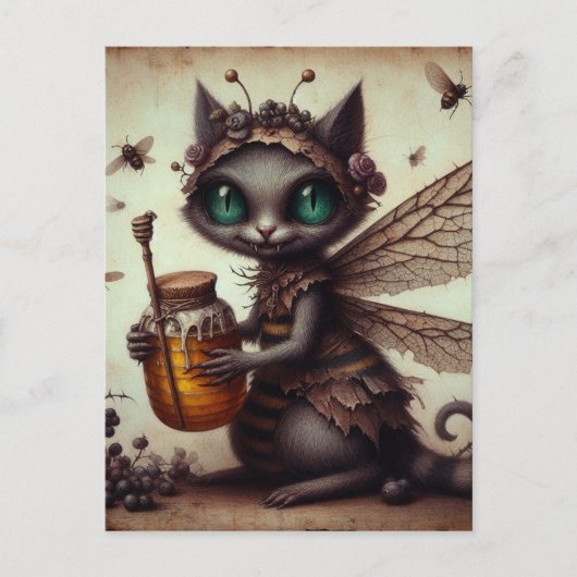 Kat Vampier Bee Fairy Briefkaart (Voorkant)