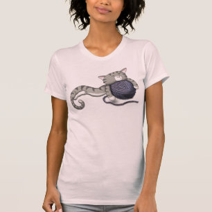 Kat van cartoon met garen t-shirt