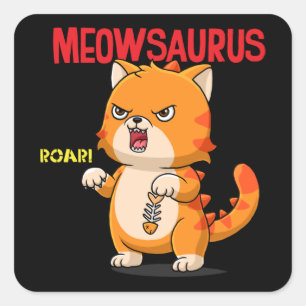 Kat van Cute cartoon die vis houdt Vierkante Sticker
