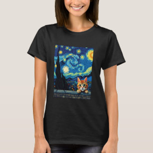Kat Van Gogh geïnspireerde kunst Schilderkunst lie T-shirt