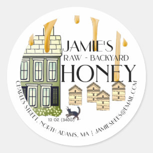 Kat van honingbijenkasten voor achteruitrijdend ge ronde sticker