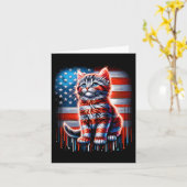 Kat van juli Vlag van de VS Schattige kitten Memor Kaart (Gele Bloem)