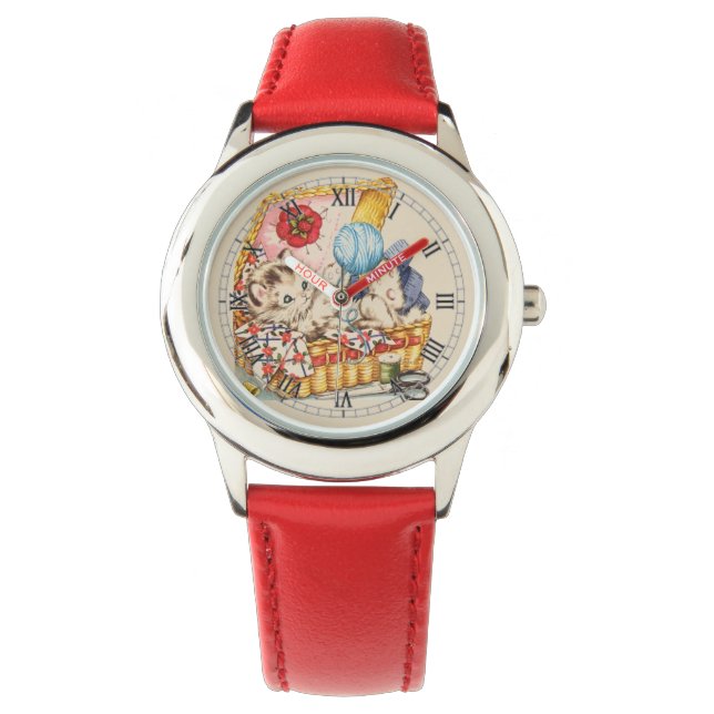 "Kat van naaigarens" Horloge (Voorkant)