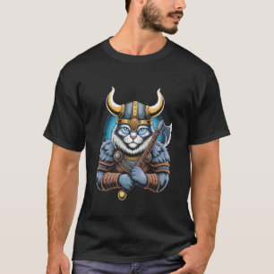 Kat van Odin Kitten als Kelten met Bijlen Valhalla T-shirt