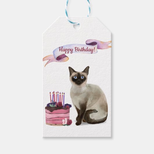 Kat van Siamese met een halve dag kool van de kat Cadeaulabel (Voorkant)