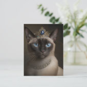 Kat van Siamese met kuit en Ketting Briefkaart (Staand voorkant)