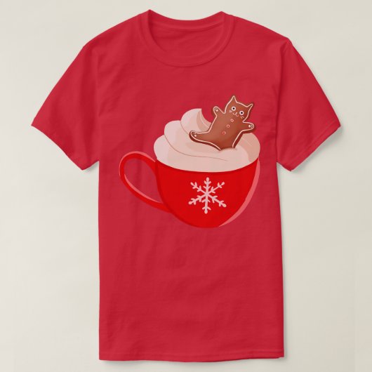 Kat van warme chocolade en ontbijtkoek t-shirt (Design voorkant)