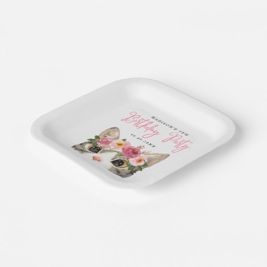 Kat van zoete Waterverf Birthday Party Papieren Bordje (Gebogen)