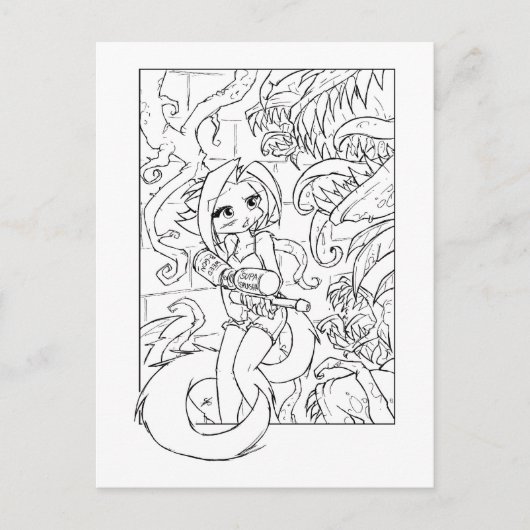 Kat Venus Flytraps Briefkaart (Voorkant)