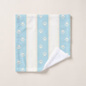 Kat Verf Drukken op Bleek blauw en Antiek witte st Bad Handdoek (Wasdoekje)
