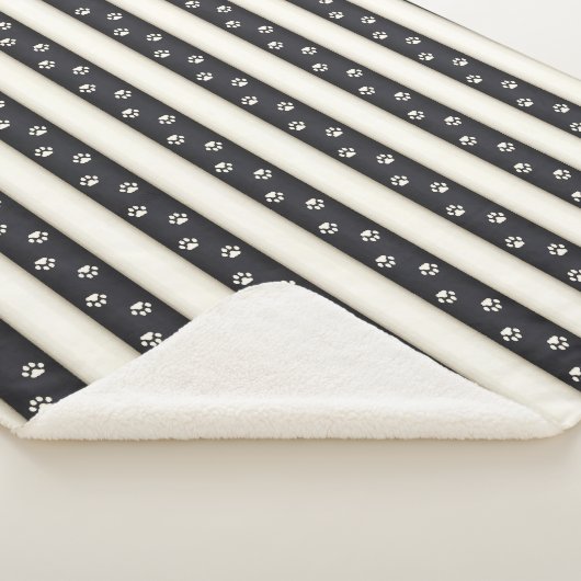 Kat Verf Drukt Zwart-Antiek witte netjes Sherpa Deken (3/4)