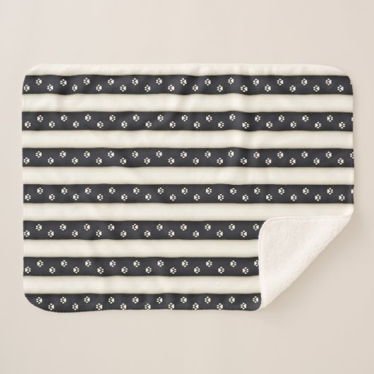 Kat Verf Drukt Zwart-Antiek witte netjes Sherpa Deken (Voorkant (horizontaal))