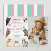 Kat Verjaardag Pawty Foto Kaart (Voorkant / Achterkant)