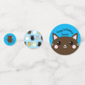 kat verjaardagsfeestje confetti (Voorkanten)