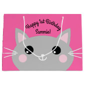 kat verjaardagsfeestje groot cadeauzakje (Voorkant)
