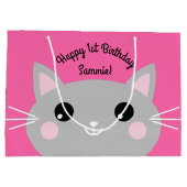 kat verjaardagsfeestje groot cadeauzakje (Achterkant)