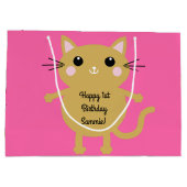 kat verjaardagsfeestje groot cadeauzakje (Achterkant)