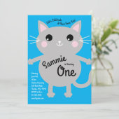 kat verjaardagsfeestje kaart (Staand voorkant)