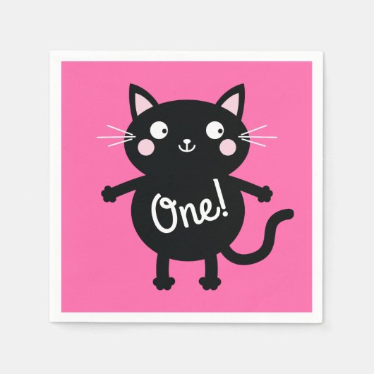 kat verjaardagsfeestje servet (Voorkant)