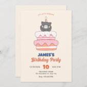 Kat verjaardagstaart kaart (Voorkant / Achterkant)