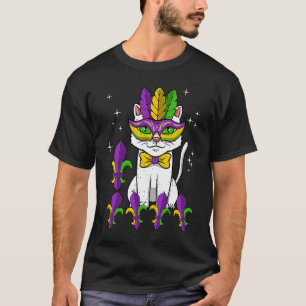 Kat Verkleedfeest Masker Mardi Gras Paars Groen T-shirt