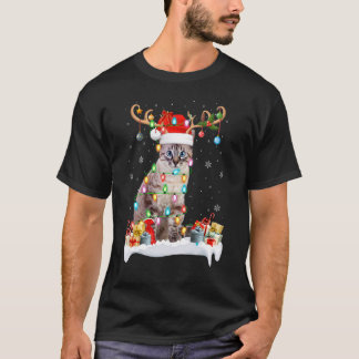 Kat Verlichting Kerst Rendier Kerstman Hoed Kat Ke T-shirt