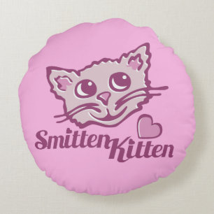 Kat verliefd kattengezicht hart ronde kussen
