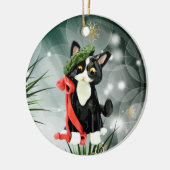 Kat-versiering voor zwarte en witte Tuxedo Keramisch Ornament (Links)