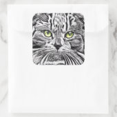 Kat Vierkante Sticker (Tas)