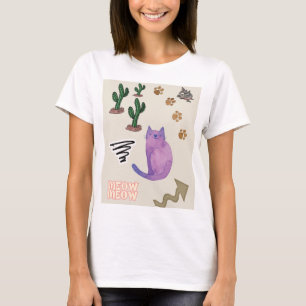 Kat Vis Cactus Meow Paws T-shirt