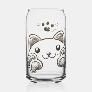 Kat voetafdrukken blikvorm glas