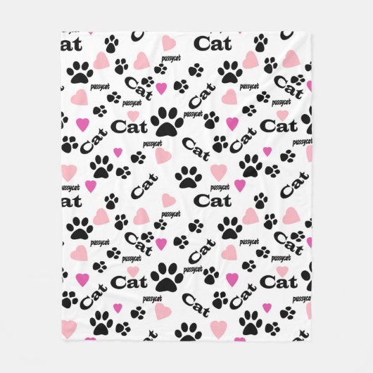 Kat voetafdrukken fleece deken (Voorkant)