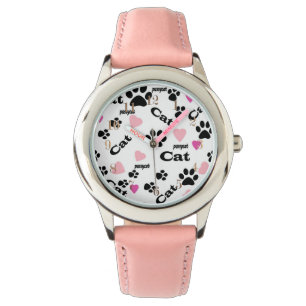 Kat voetafdrukken horloge