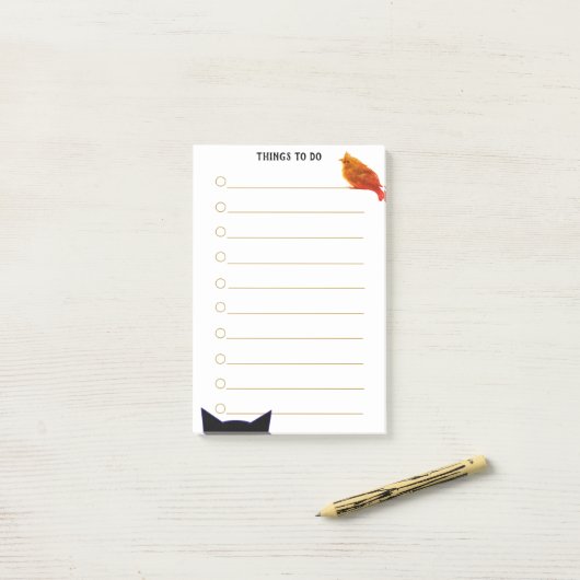 Kat & vogel - Aangepaste dingen om te doen Post-it® Notes (Op bureau)