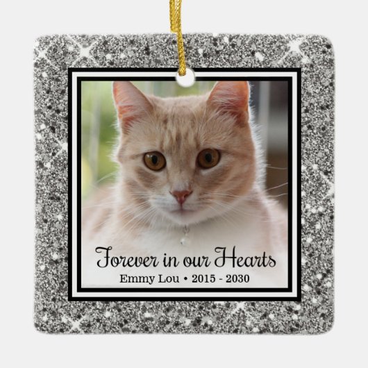 Kat 'Voor altijd in onze harten' Keramisch Ornament (Voorkant)