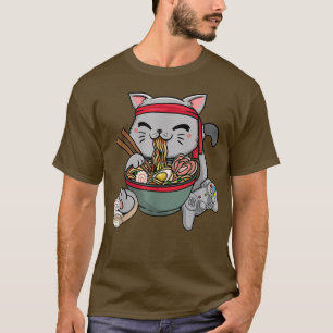 Kat voor games Eating Ramen Noodle Funny Kat Ramen T-shirt