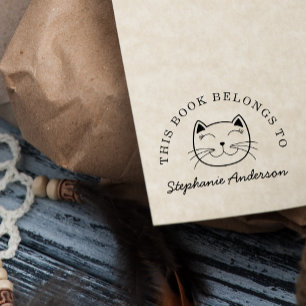 Kat voor glimlachen Aangepast Dit boek behoort t Zelfinktende Stempel