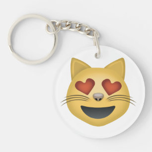 Kat voor glimlachen met hartvormig gekleurde ogen  sleutelhanger