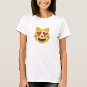 Kat voor glimlachen met hartvormig gekleurde ogen t-shirt