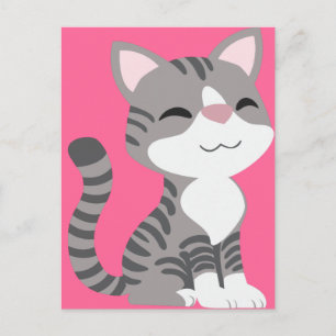 Kat voor het glimlachen van grijze tabletten briefkaart