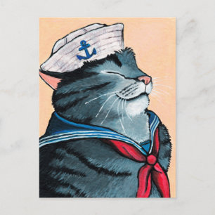 Kat voor slachterij Kat Kat (Nautical Tabby Cat Pa Briefkaart