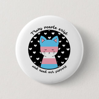 Kat voor transgenderondersteuning ronde button 5,7 cm
