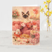 Kat voor Valentijnsdag Kaart (Gele Bloem)