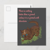 Kat-vriendin Chocolade, citaat Briefkaart (Voorkant / Achterkant)