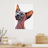 Kat-vrij Abstract dier Kunst Kleurig Poster (Keuken)