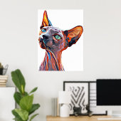 Kat-vrij Abstract dier Kunst Kleurig Poster (Thuiskantoor)