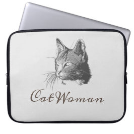 Kat Vrouw Schets Schets Laptop Sleeve