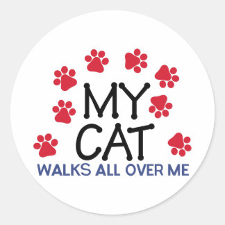Kat wandelingen Paws Ronde Sticker