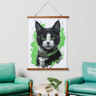 kat wandhangende wandtapijt kunst katje schattig p hangend wandkleed