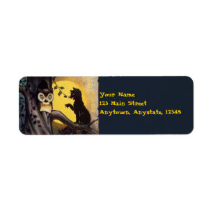 Kat Warning Owl  Halloween Labels
